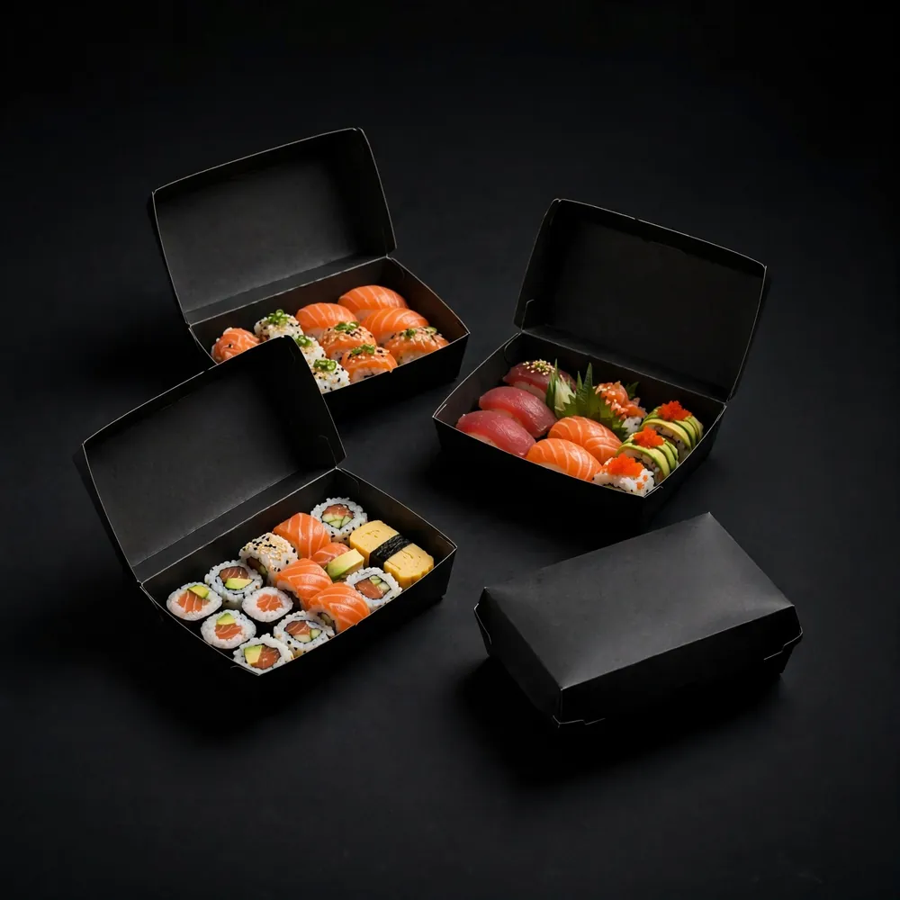 Takeaway sushi boxes