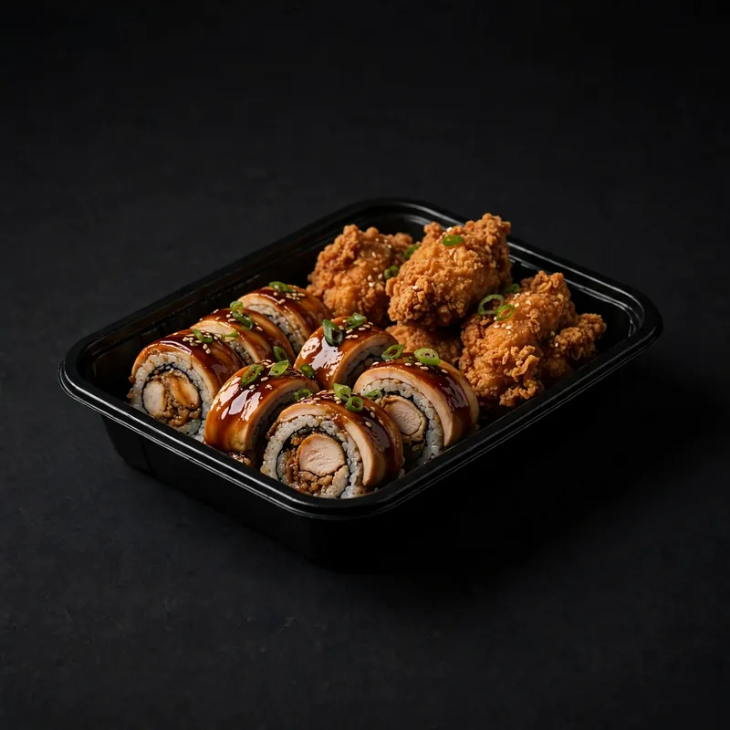 A chicken sushi box