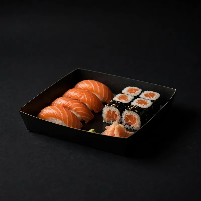 A salmon sushi box