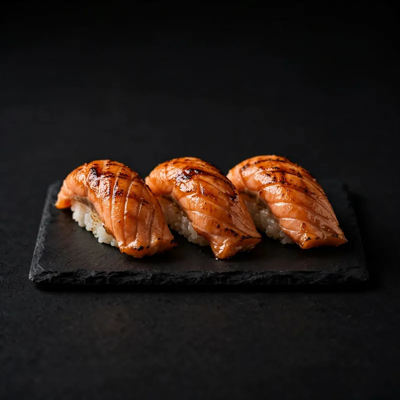 Grilled salmon nigiri