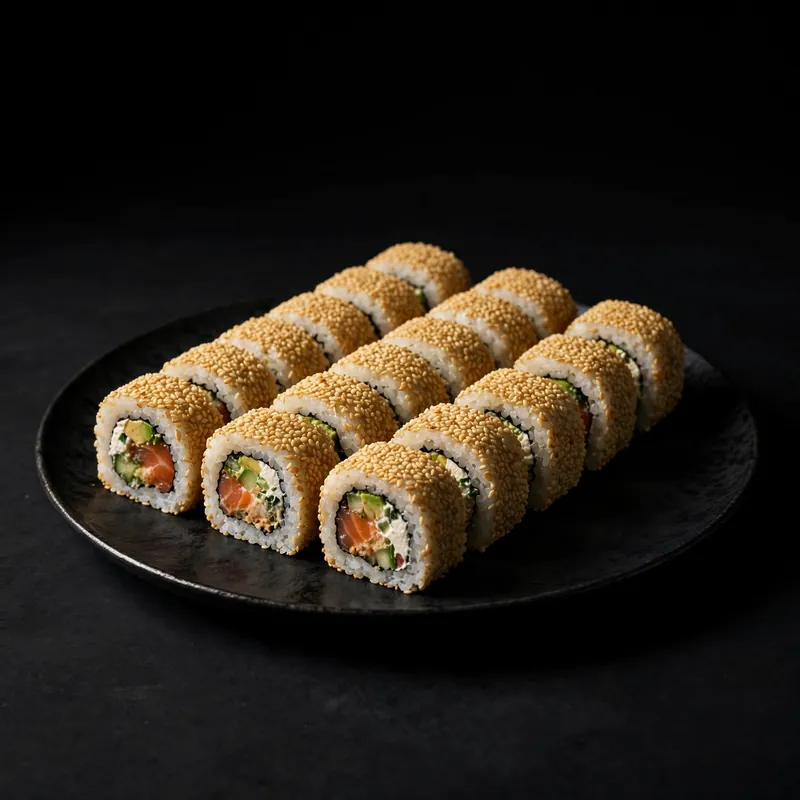 A platter of inside-out rolls