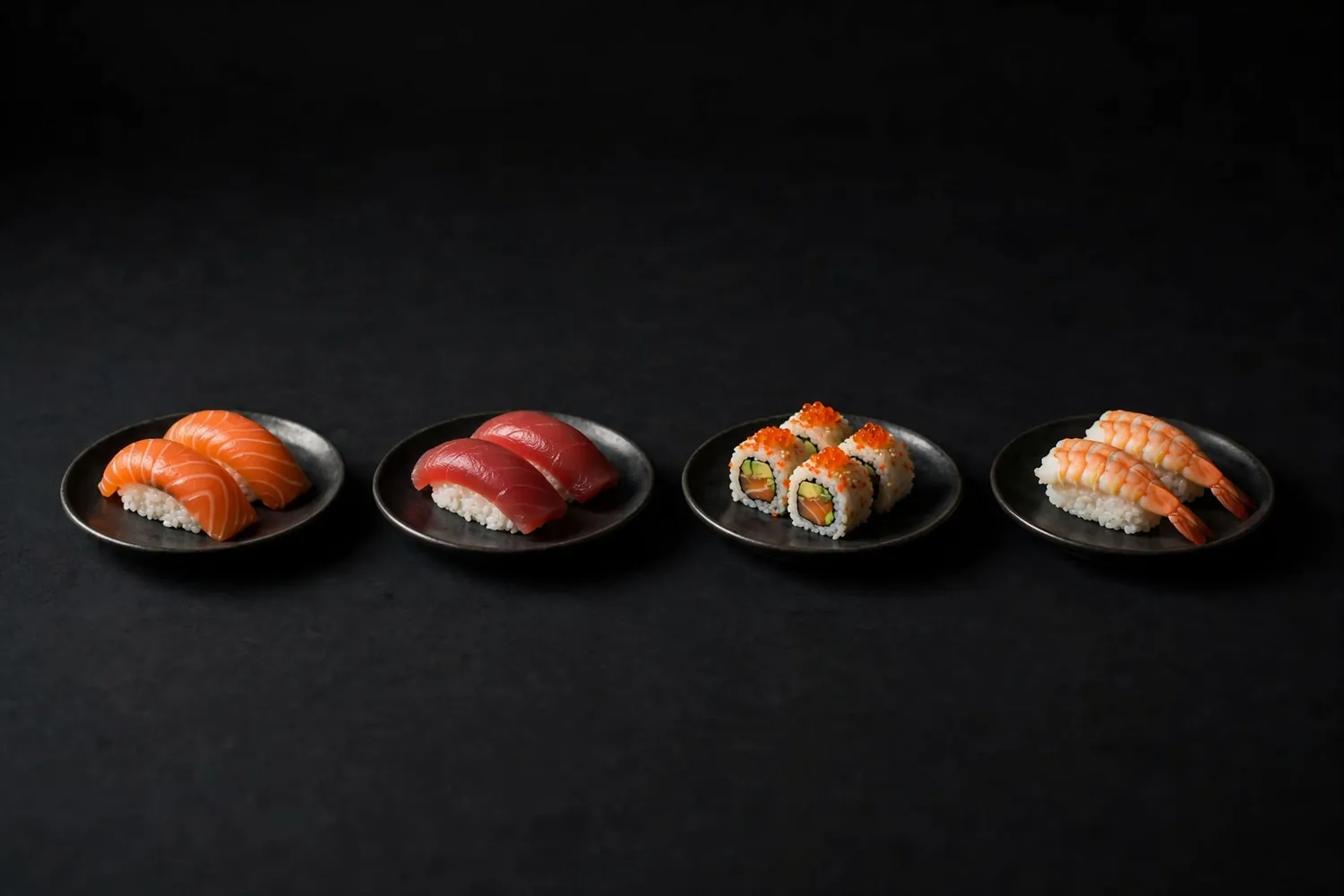 Four plates of sushi