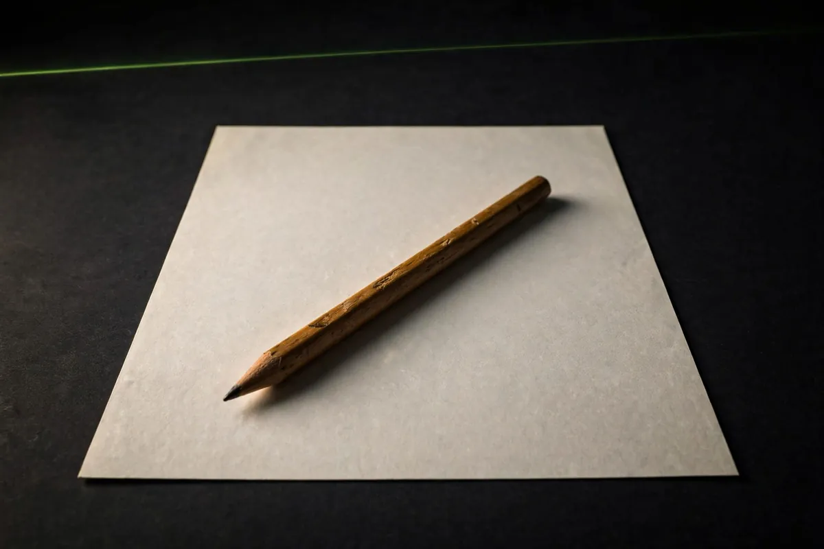 A sheet of paper and a pencil